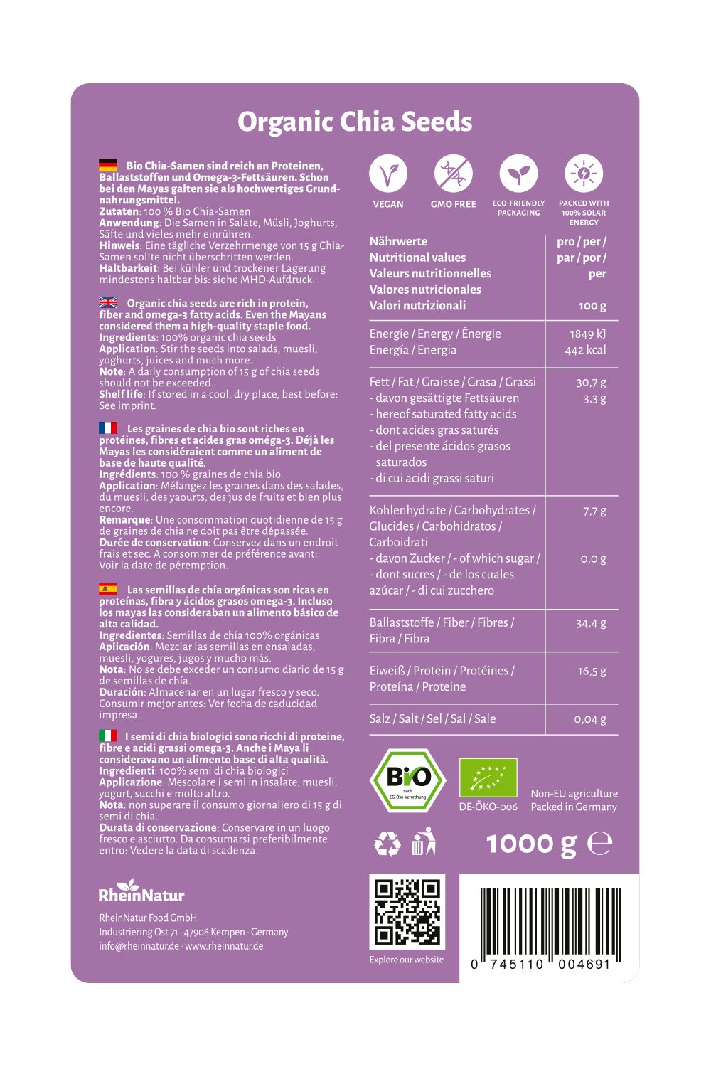 RheinNatur Bio Chia Samen