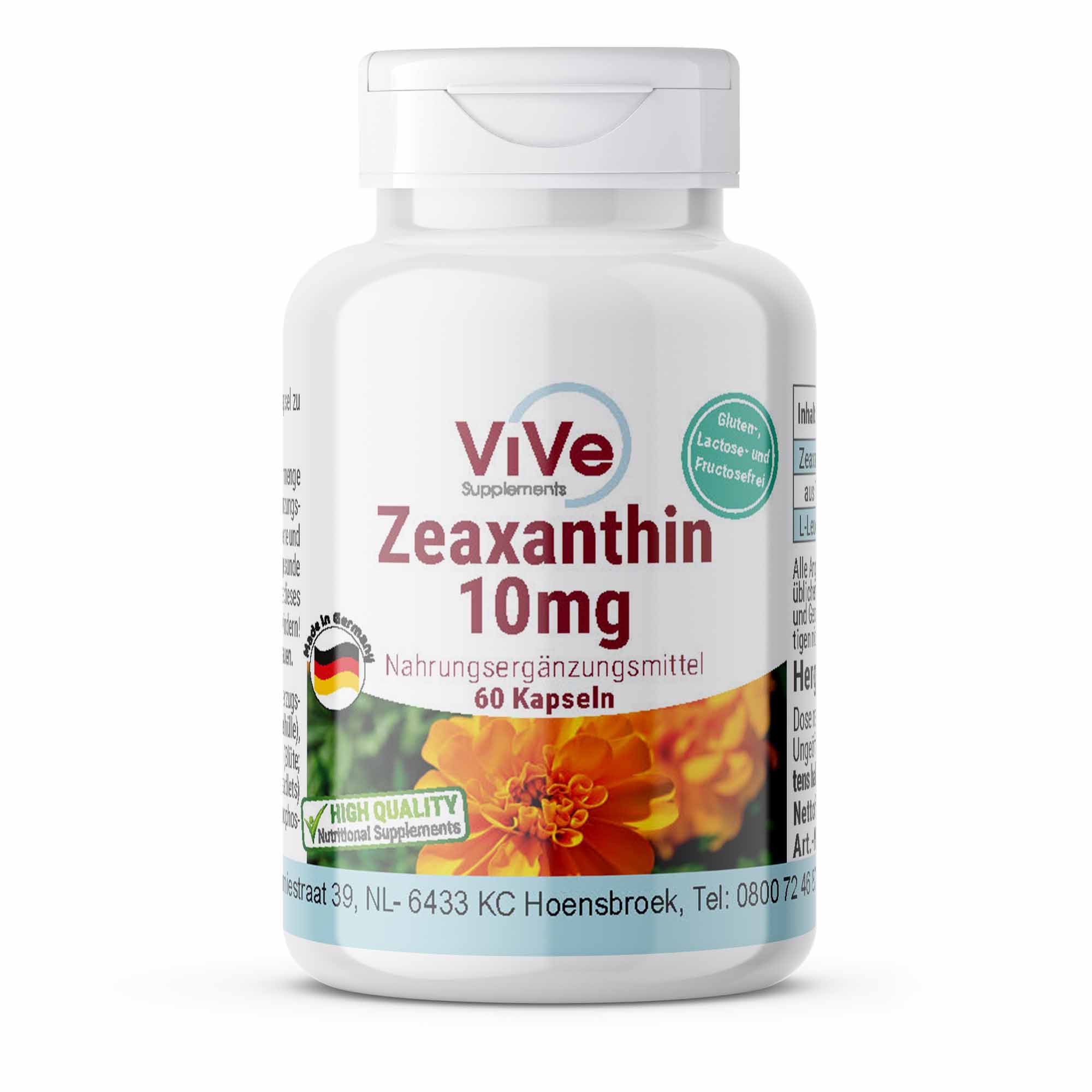 Vive Supplements | Zeaxanthin 10mg - Schluckfreundlich 60 St