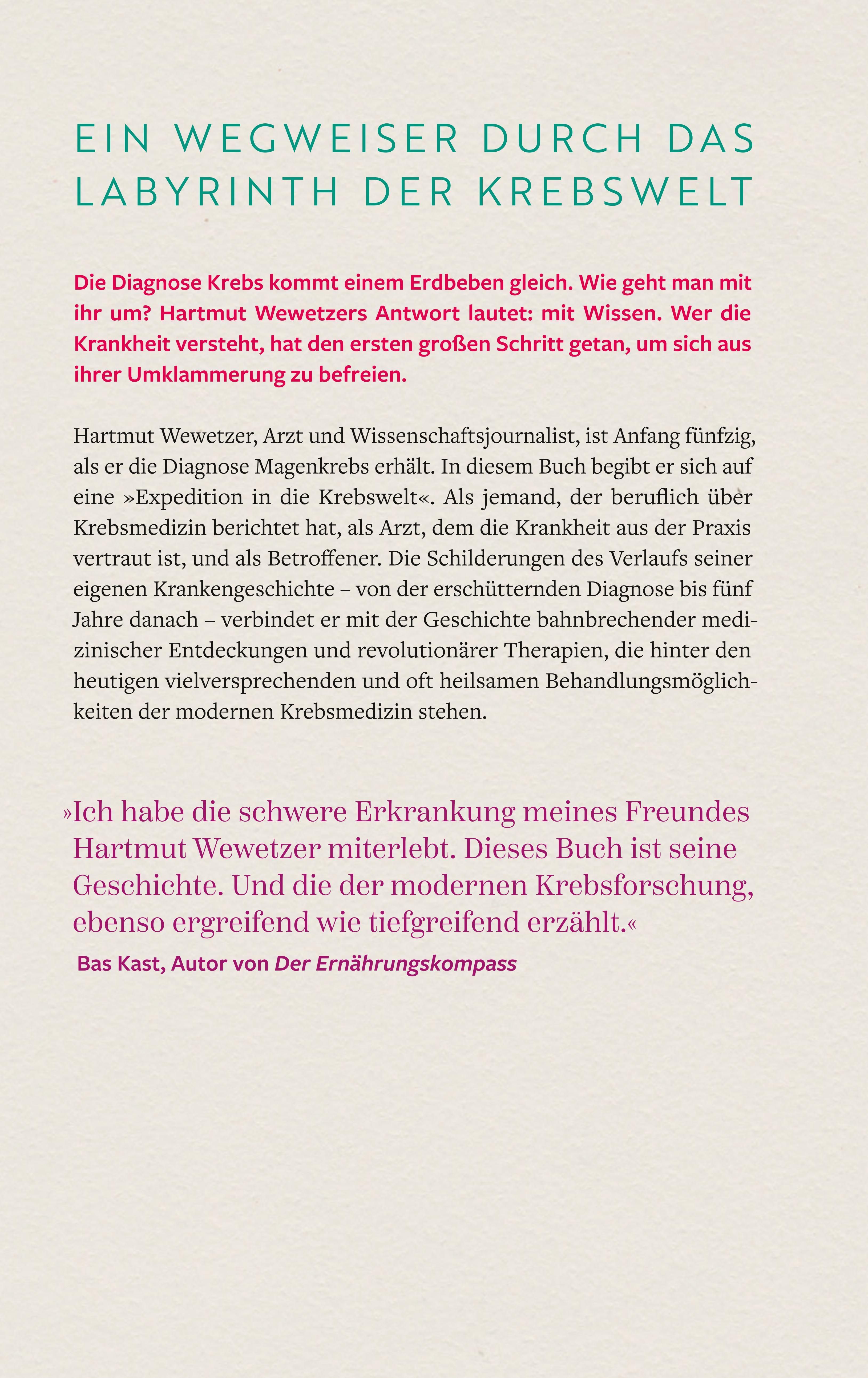 Buchcover mit Titel "überlebt". Autor: Dr. Hartmut Wewetzer. Untertitel: Was ich von meinem Krebs gelernt habe. Verlag: Insel.