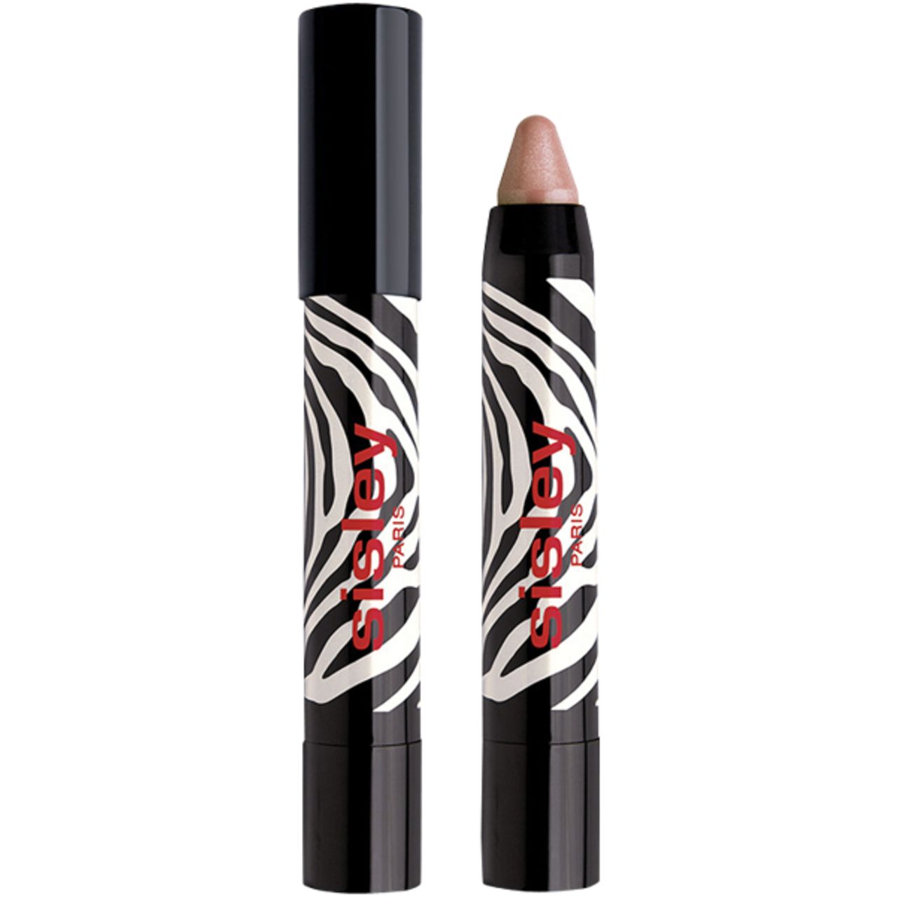 Zwei Lippenstifte mit schwarzem Deckel und Zebra-Design. Der Schriftzug "Sisley Paris" ist rot aufgedruckt.