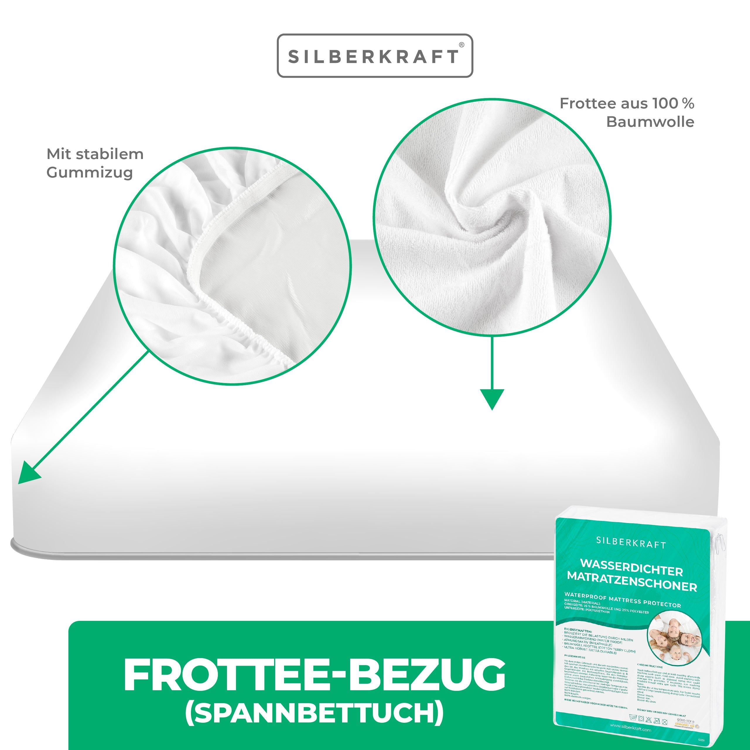 SILBERKRAFT Matratzenbezug Anti-Milben Encasing