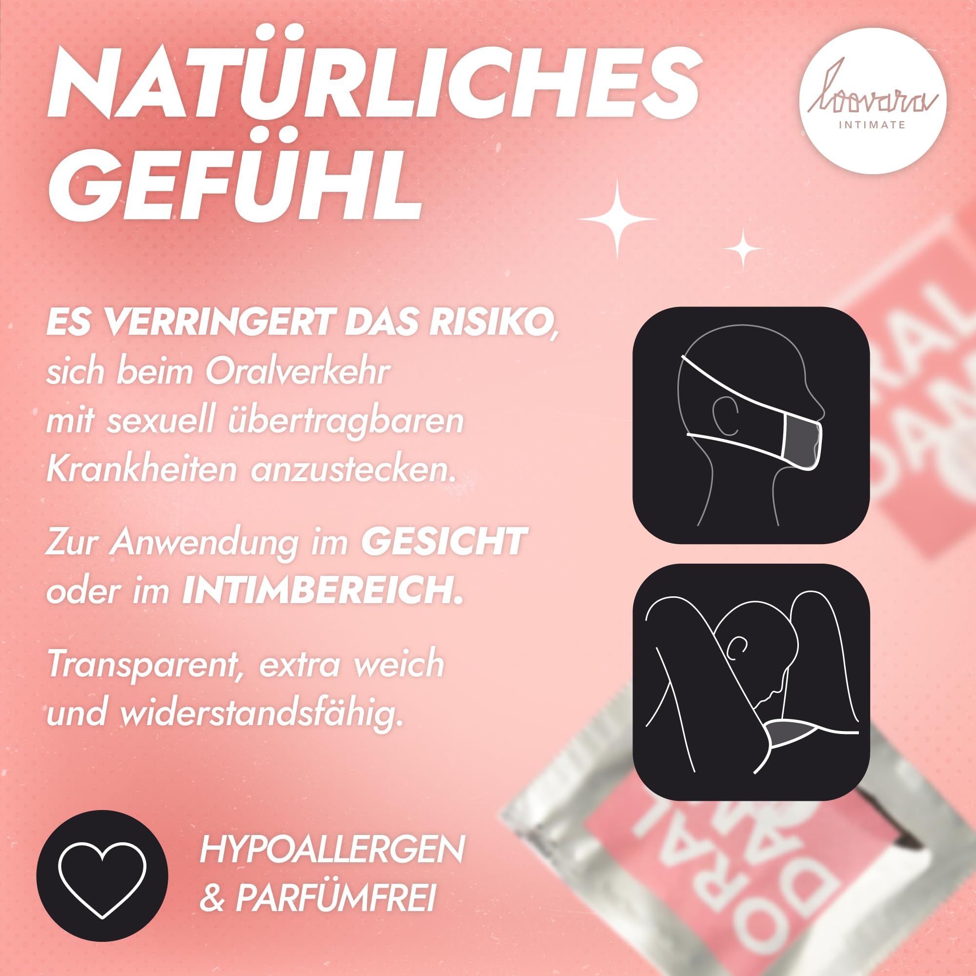 Loovara Oraltücher Schutztücher latexfrei 18 Stück - ORAL DAMS LATEX FREE -  Ultra-dünn, Vegan