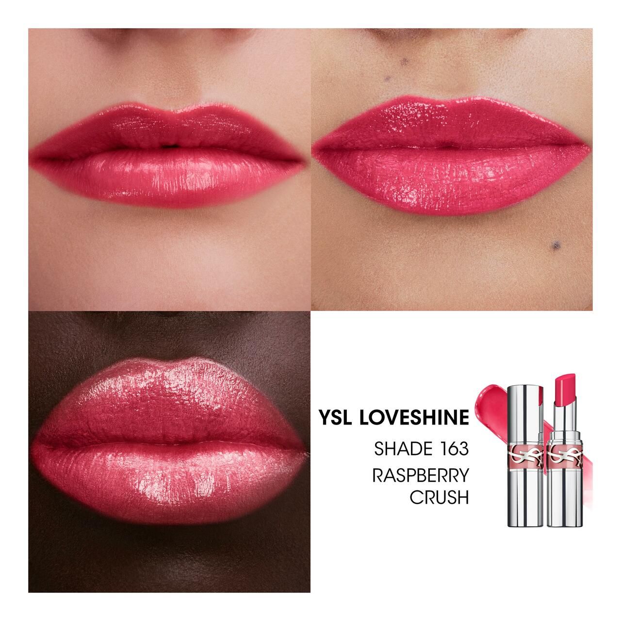 Lippen mit rotem Lippenstift, daneben Produktabbildung und Text.