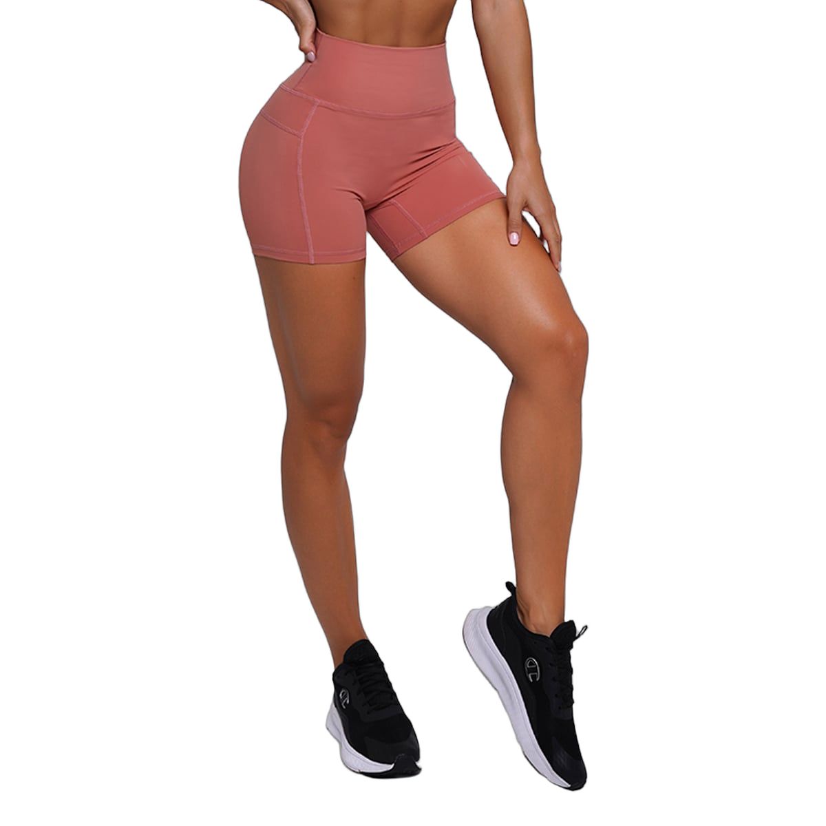 GymBeam Shorts Damen Slim mit hoher Taille und elastischem Material, Lachsfarben 1 St