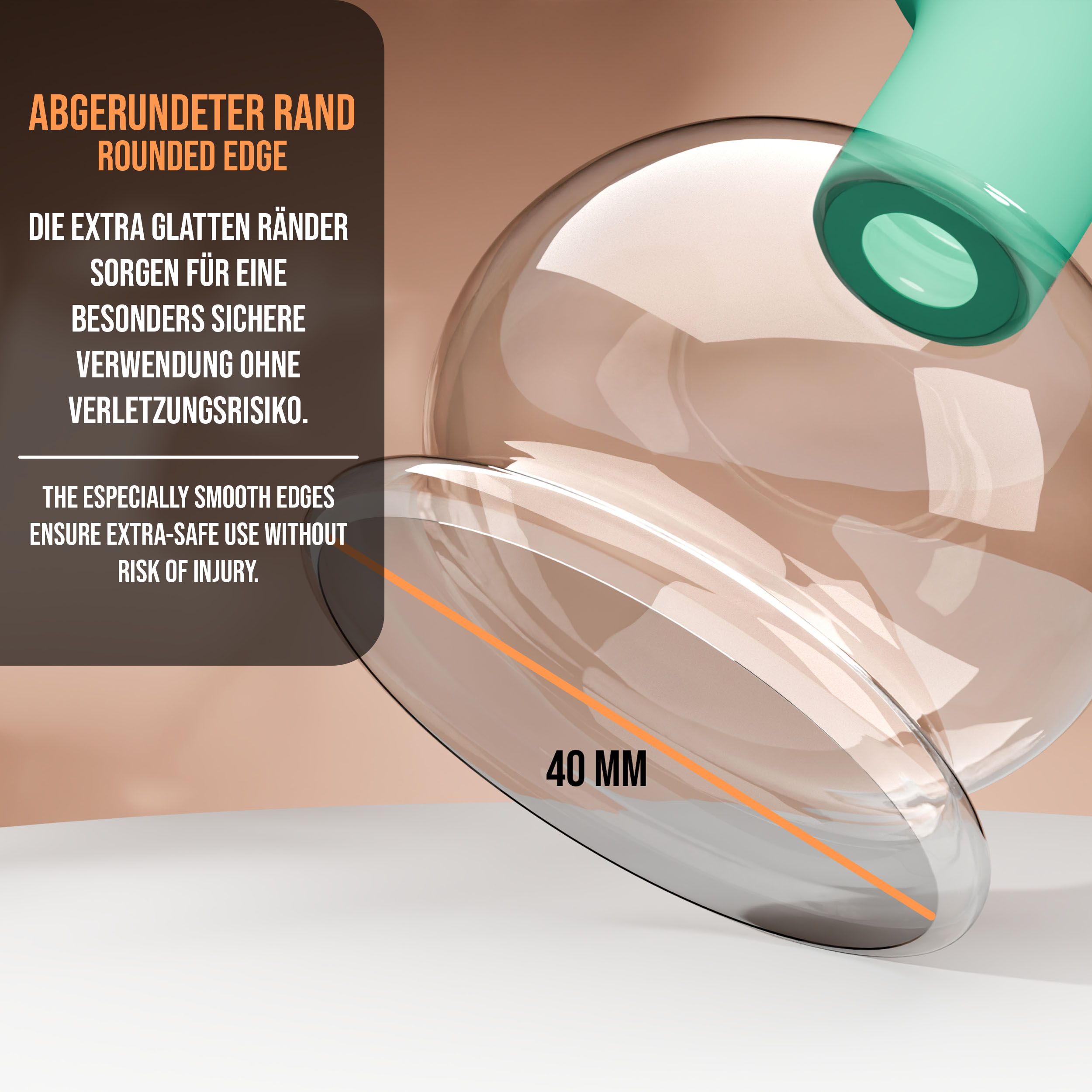 Pulox Schröpfglas aus Echtglas mit Saugball - 40mm in Grün