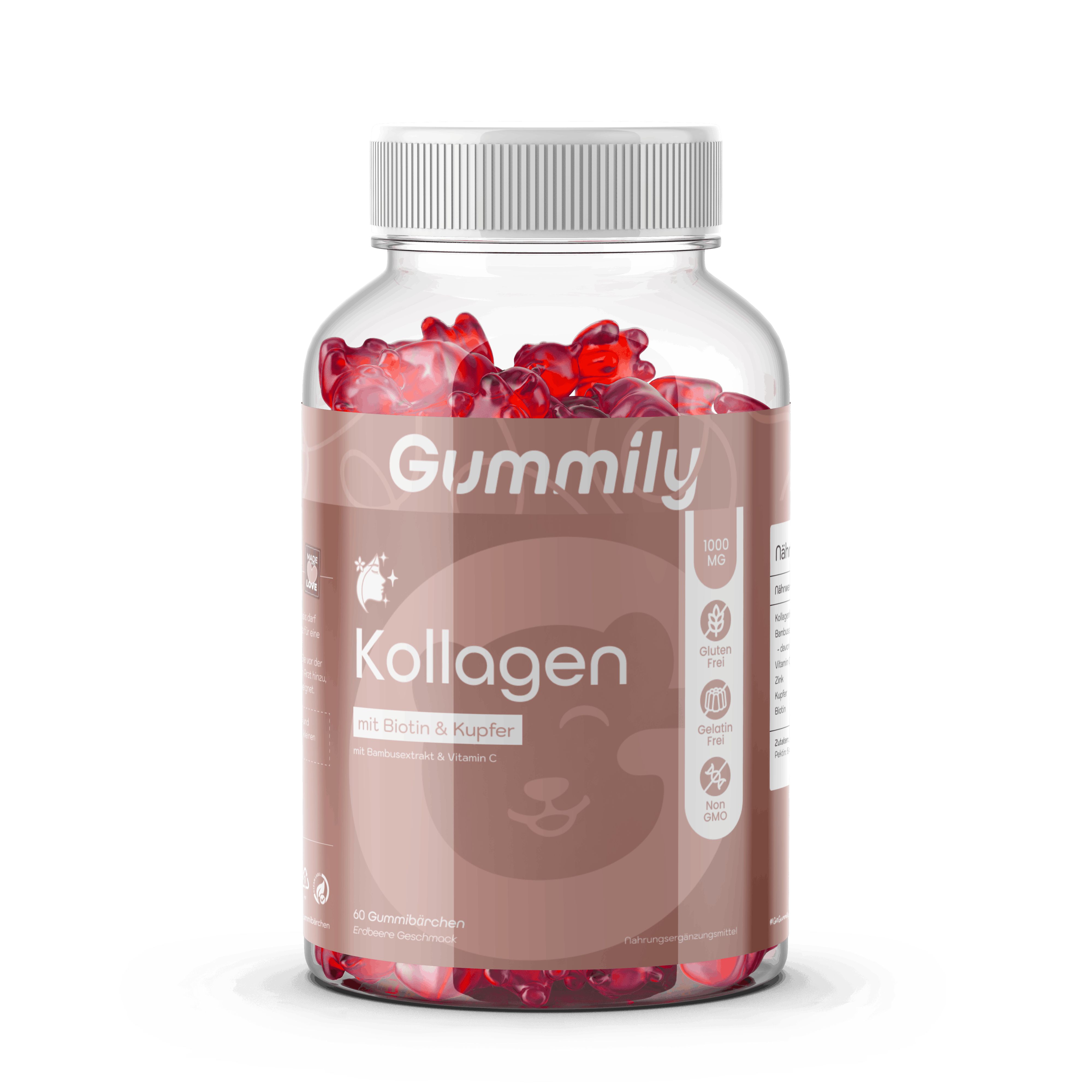 Gummily® Kollagen Gummibärchen mit Biotin & Kupfer - Beauty für Frauen Glow Gummies 60 St