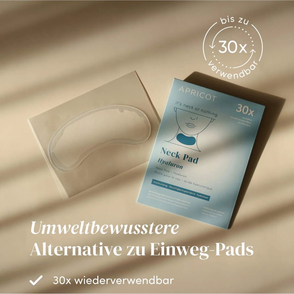 Hals Pad mit Hyaluron und Verpackung. 30x wiederverwendbar. Umweltbewusste Alternative.