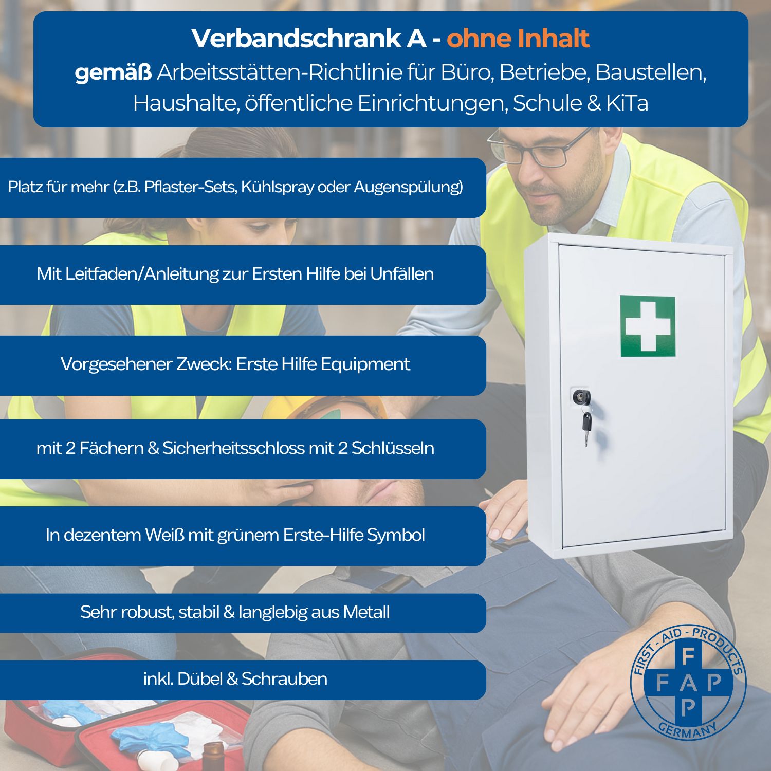 FAP First Aid Products - Verbandschrank A, inkl. DIN 13157 Füllung