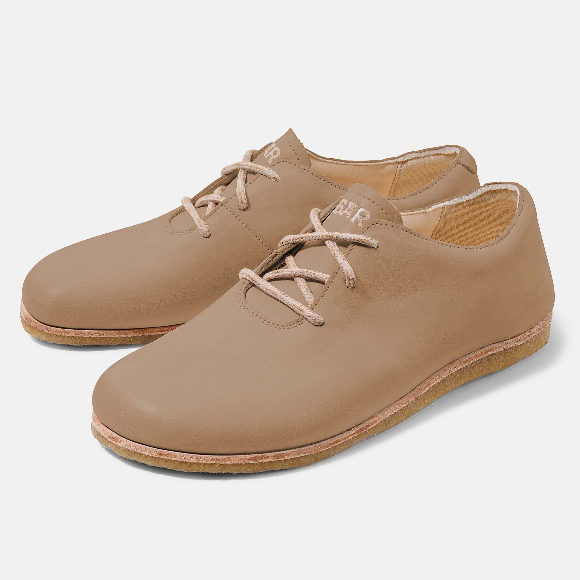 BÄR Damen Schnürschuh, beige, Leder. Bequeme Weite.
