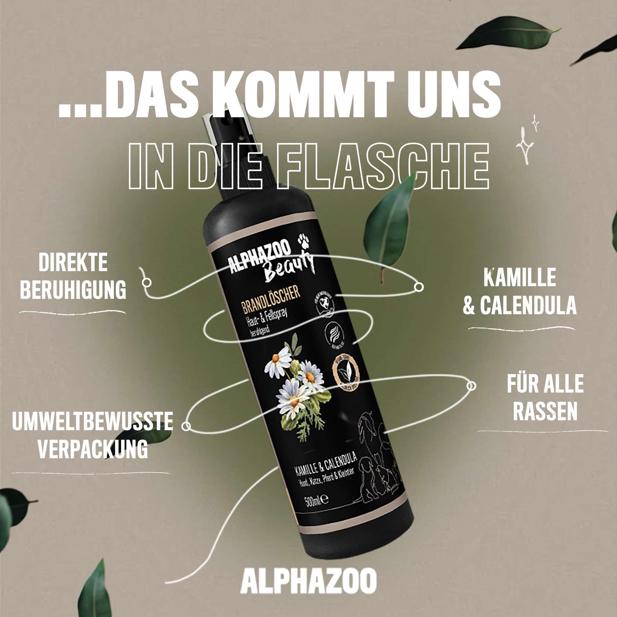 ALPHAZOO Brandlöscher Spray 200ml I Hunde Katzen I Beruhigend bei Juckreiz, Pilz, Ekzem & Hotspots