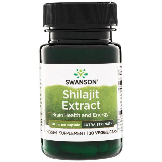 Swanson Shilajit Extract Kapseln, 100mg pro Kapsel, 30 Veggie Caps, für Gehirn und Energie.