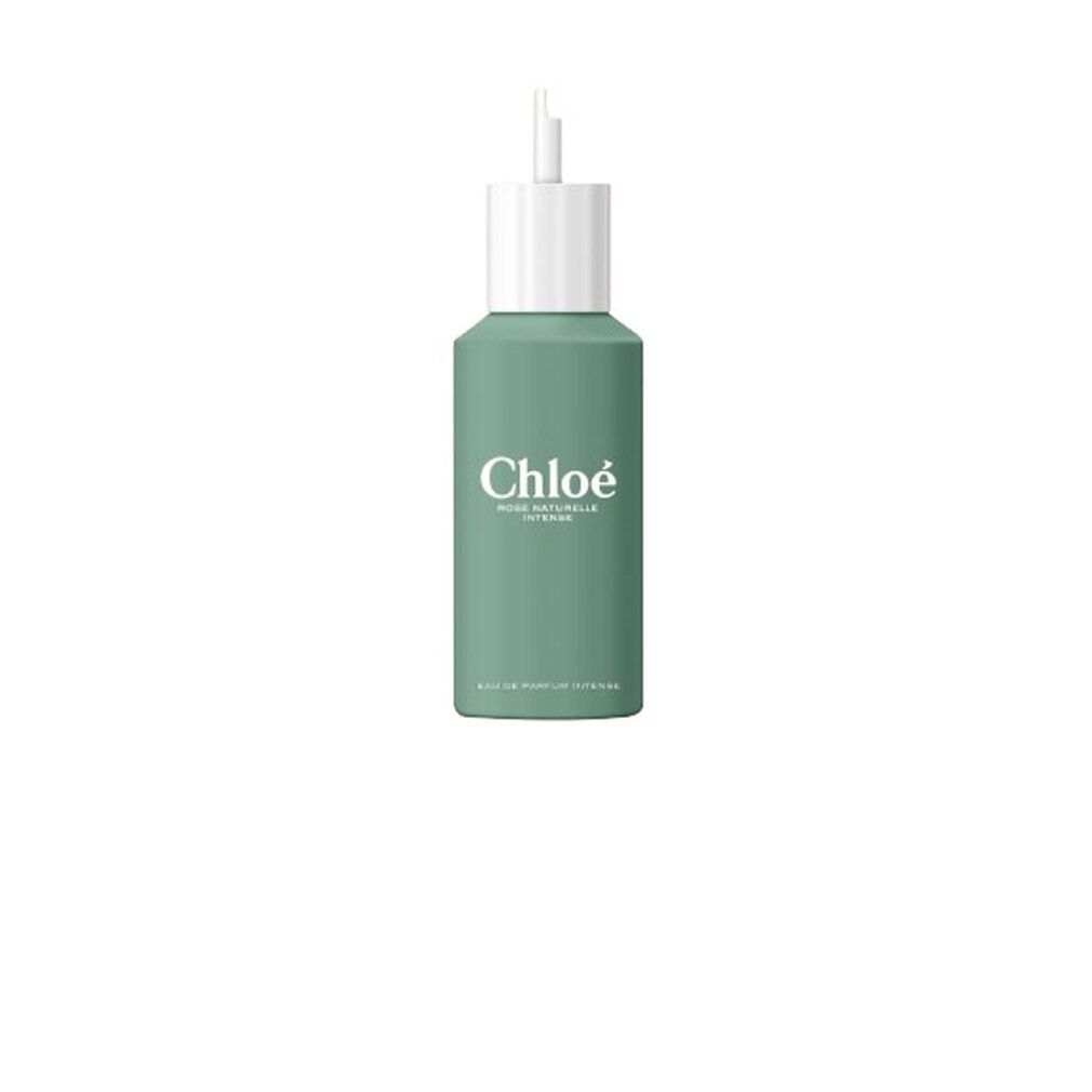 Grüner Flakon mit weißem Verschluss. Aufschrift: Chloé, Rose Naturelle Intense. Eau de Parfum Intense.