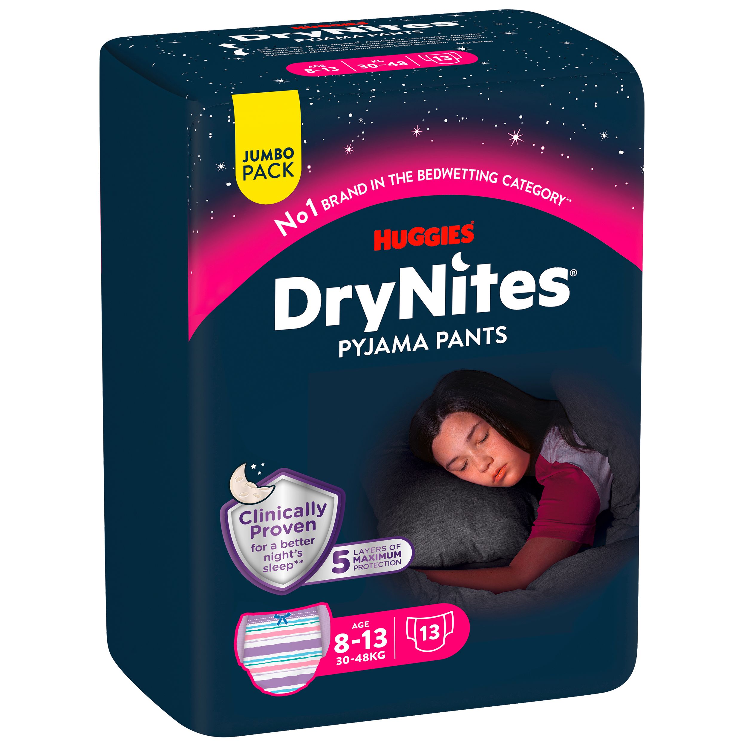 Huggies DryNites Windeln Windelhosen Mädchen 8-13J 30-48kg Jumbo Monatspack