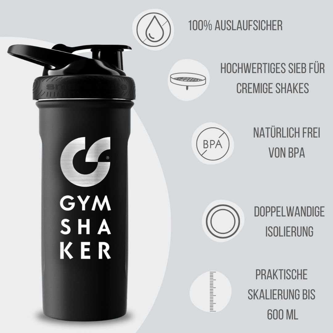 GYMSHAKER Protein Shaker Edelstahl Insulated