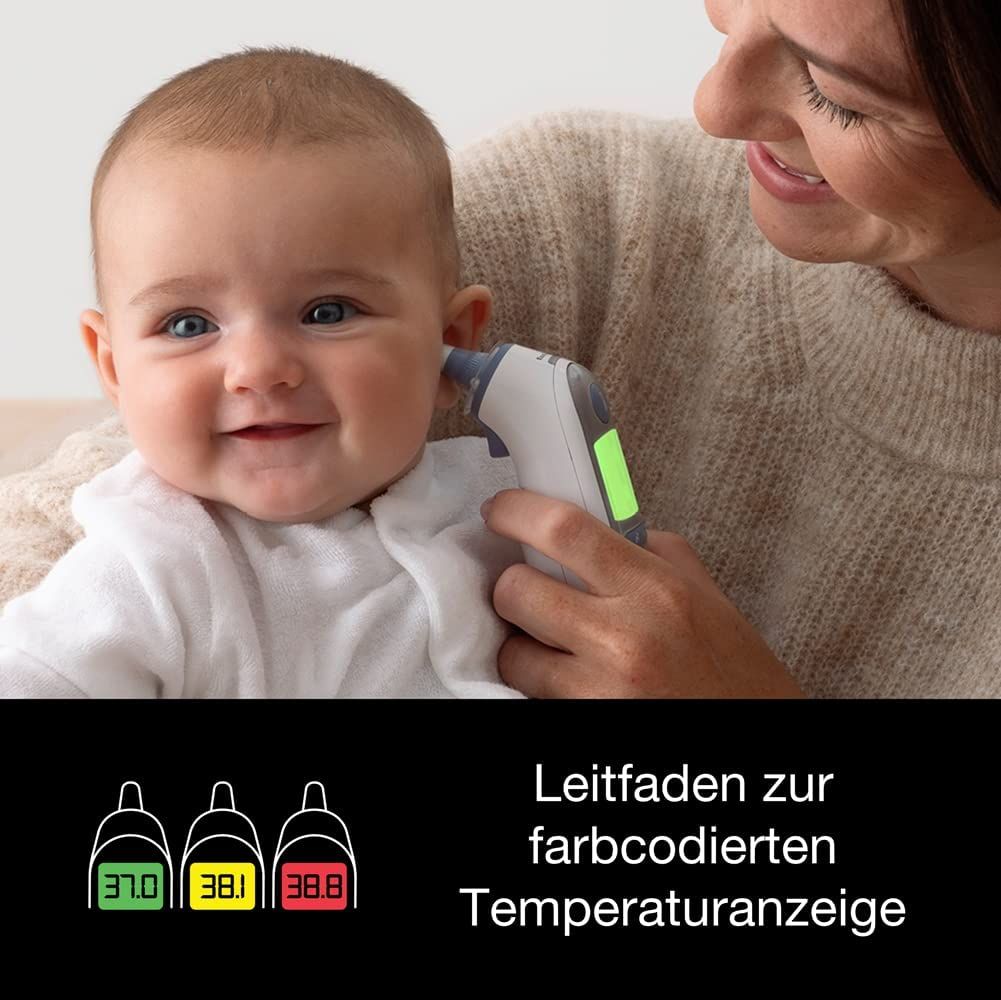 Braun Ohrthermometer (Age Precision, farbcodierte Temperaturanzeige, Fieber, sicher, hygienisch)