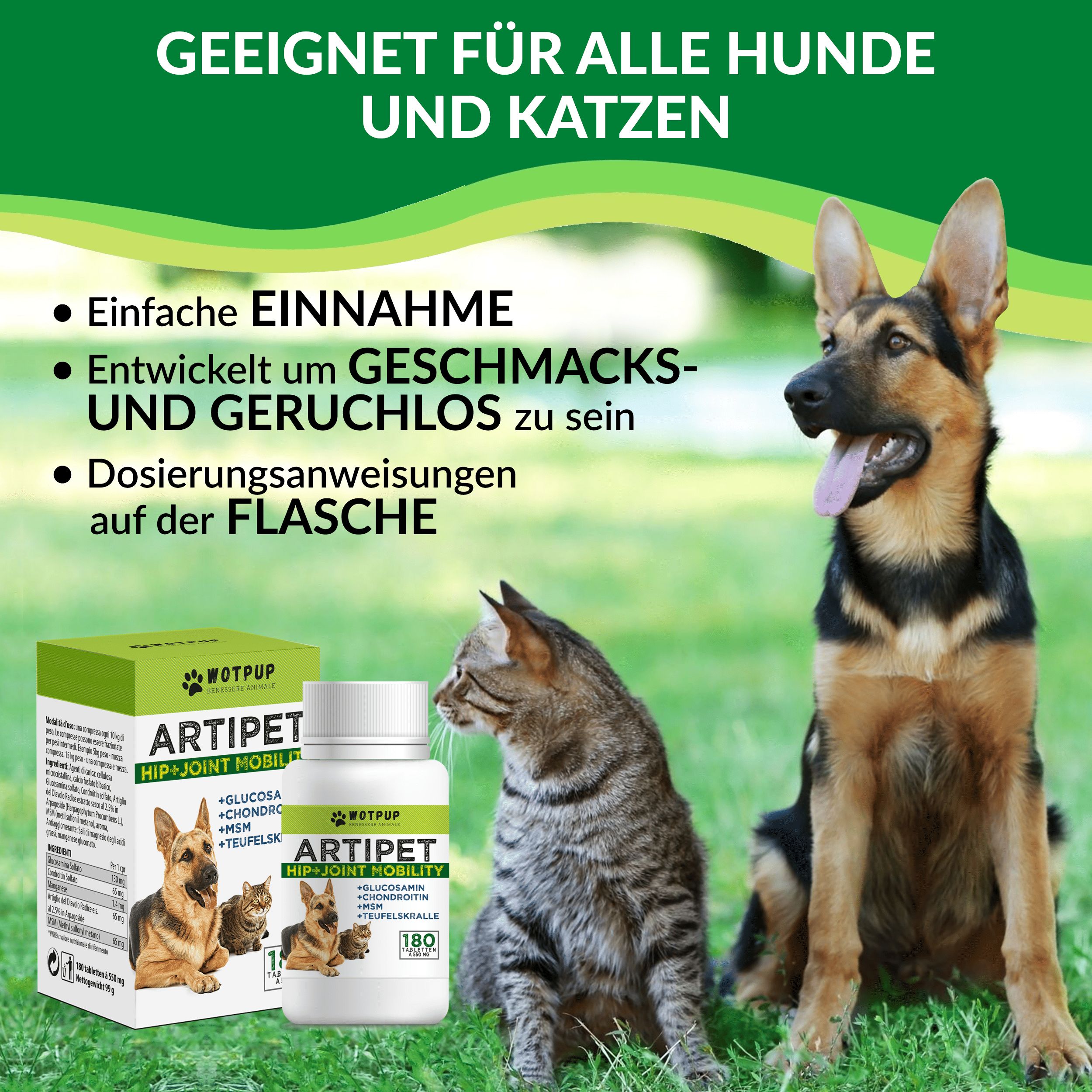Artipet © Gelenknahrungsergänzung für Hunde und Katzen mit Glucosamin und Chondroitin
