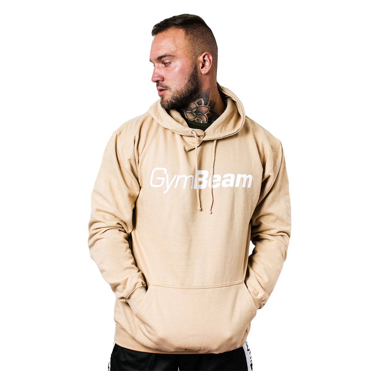 GymBeam Herren Hoodie PRO mit Kapuze und regulärer Passform in Sand