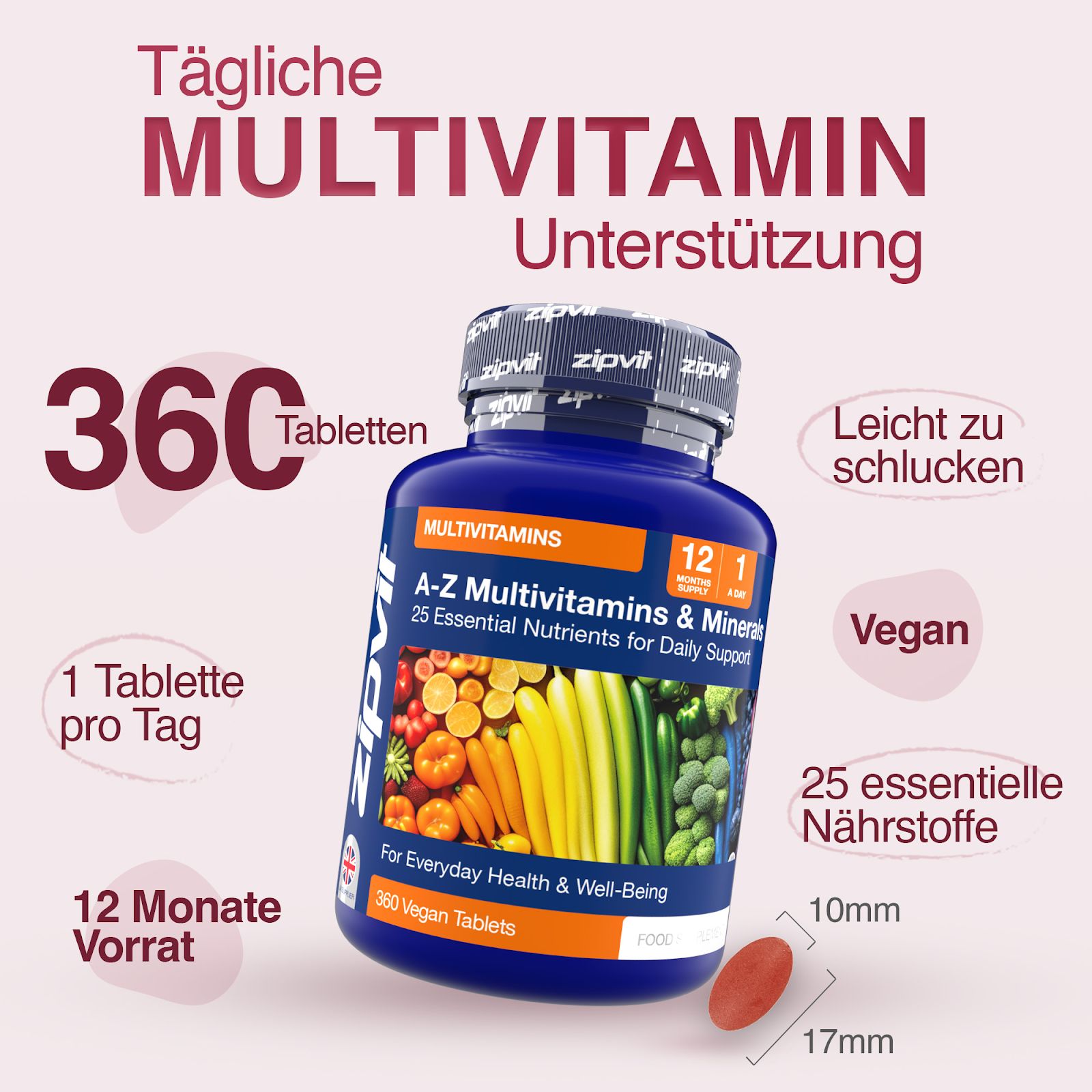 Zipvit A-Z Multivitamin High Strength - 25 Vitamine & Mineralstoffe