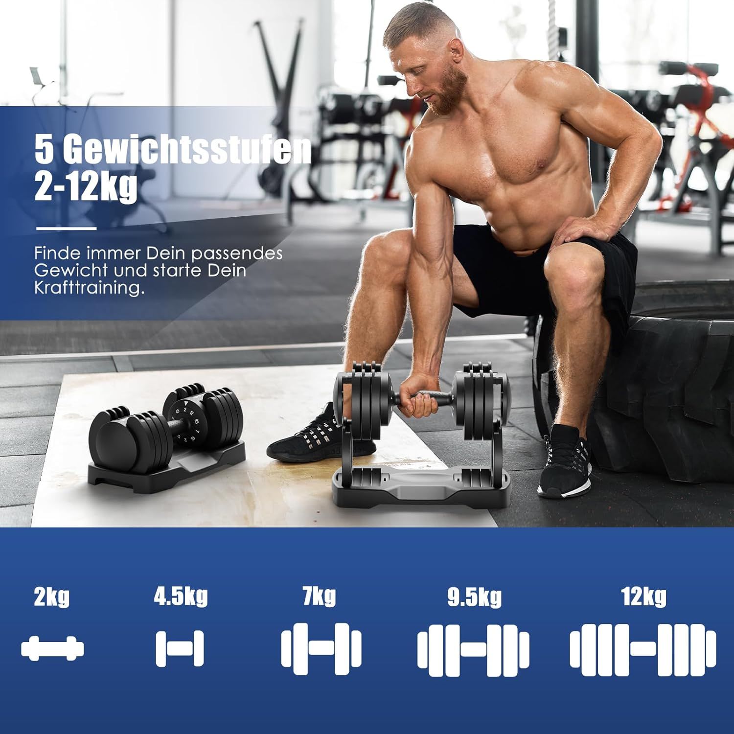 DH FitLife 12 kg Verstellbare Hanteln