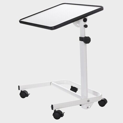REHAFORUM MEDICAL Betttisch, Weiß höhenverstellbar mit 4 Räder und Feststellbremse