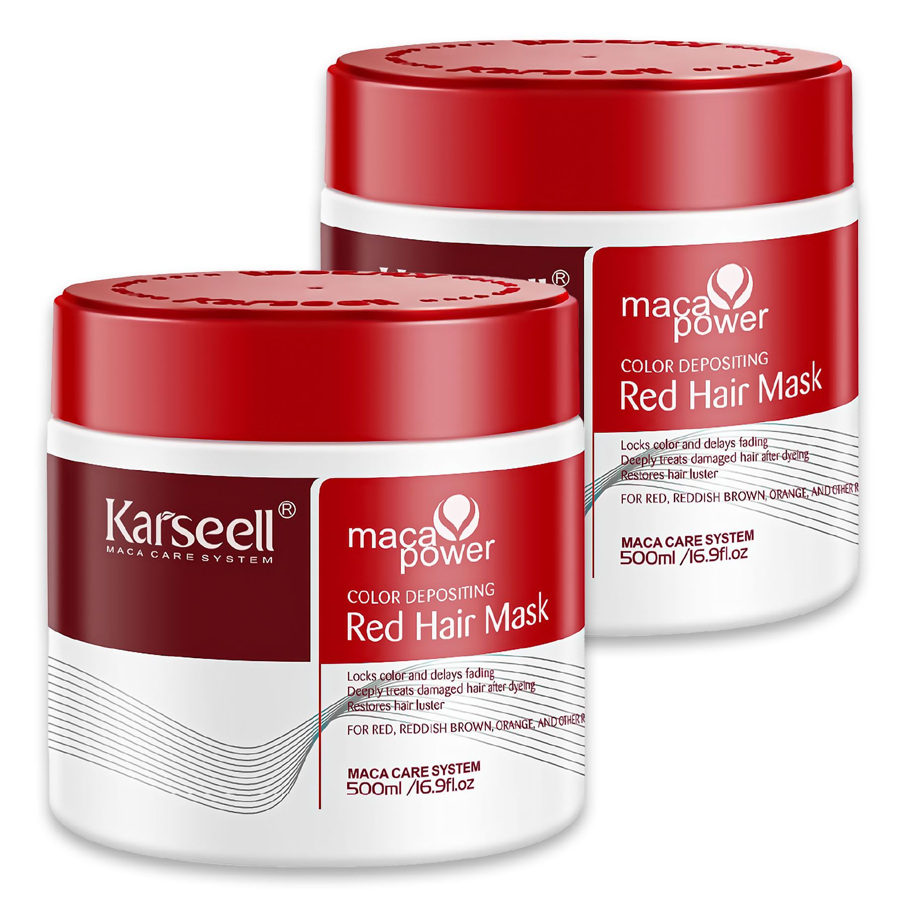 Karseell Haarmaske Rote Farbschutz Farbauffrischung Coloriertes Haar 2x500 ml Haarkur