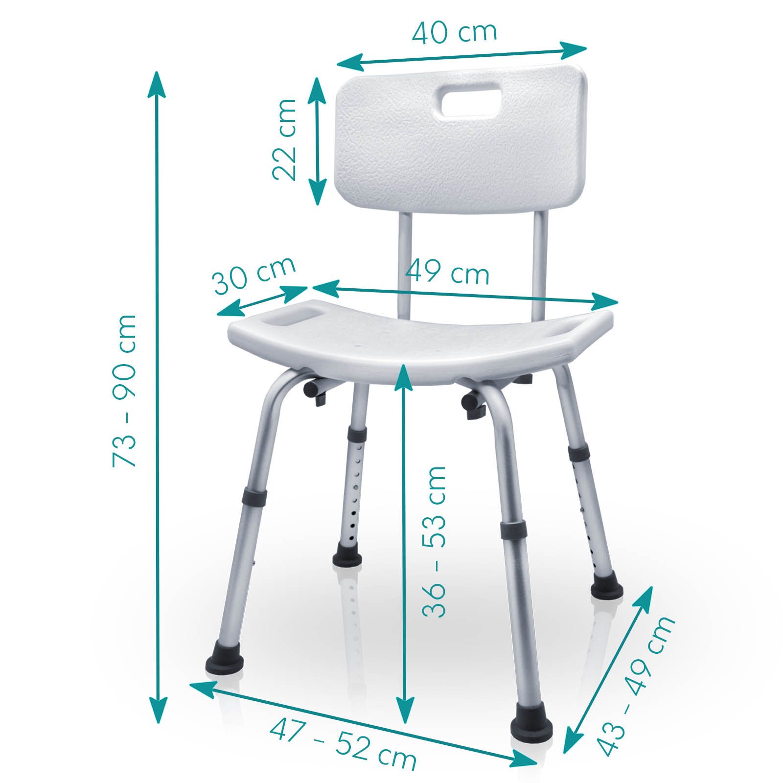 Duschhocker SC20+ mit Rückenlehne & Anti-Rutsch | Mobility Plus+