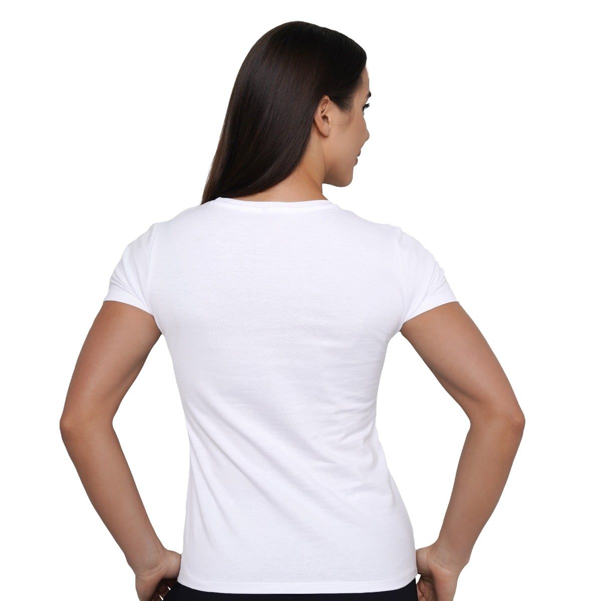 GymBeam T-Shirt Damen Slim mit Rundhalsausschnitt und Kurzarm in Weiß
