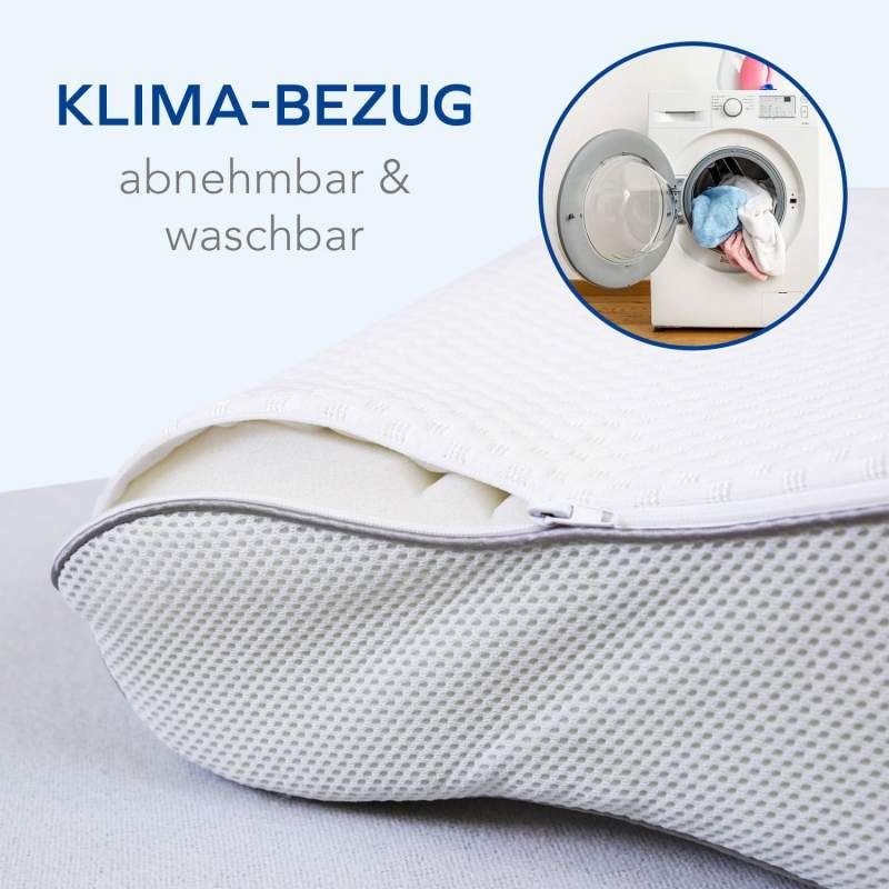 MLILY Nackenstützkissen 50x35 cm mit Doppel-Jacquard-Klimastoff-Außenbezug, für Hausstauballergiker