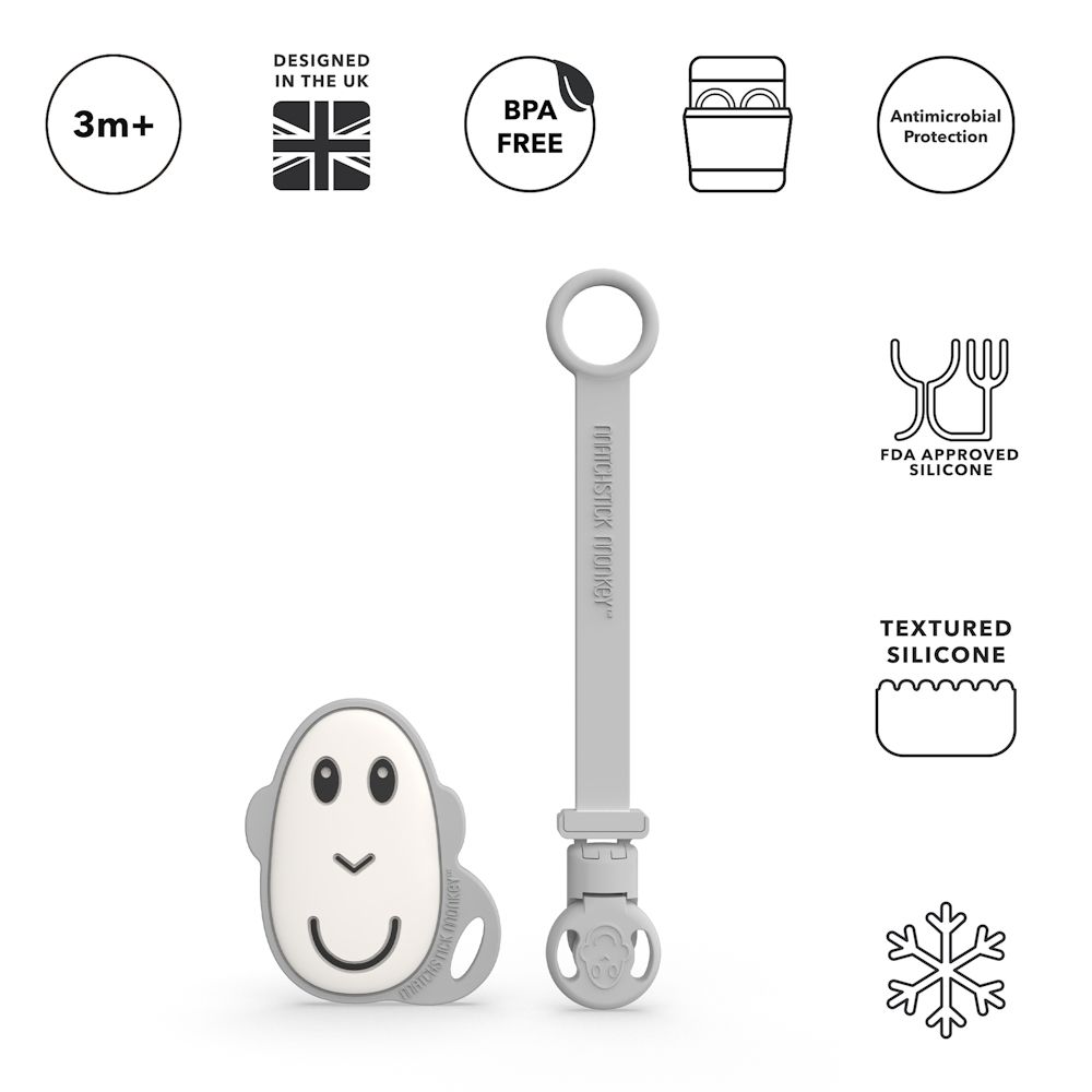 Matchstick Monkey Geschenkset Schnullerclip & flacher Beißring