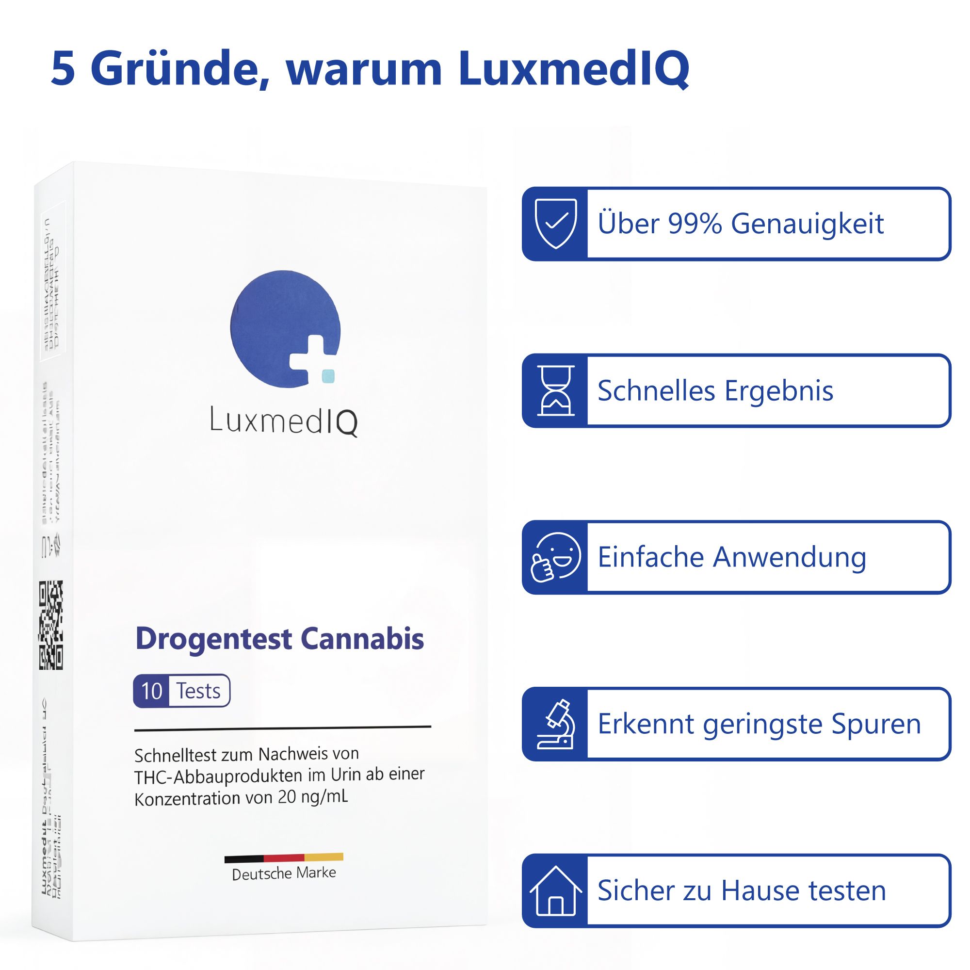 LuxmedIQ Drogenschnelltest für Cannabis THC - Urin Drogentest Haschisch Marihuana - Cutoff 20 ng/mL