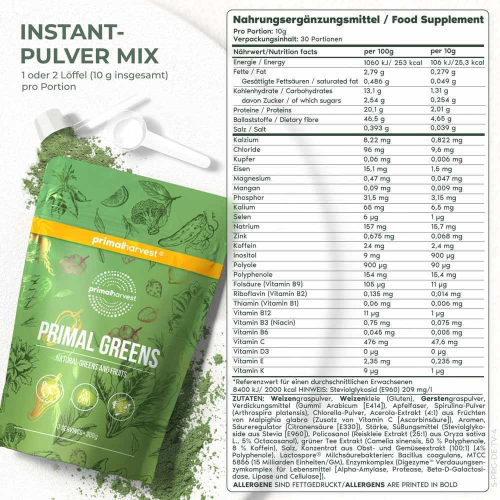 Primal Greens Superfood Pulver von Harvest® 30 St