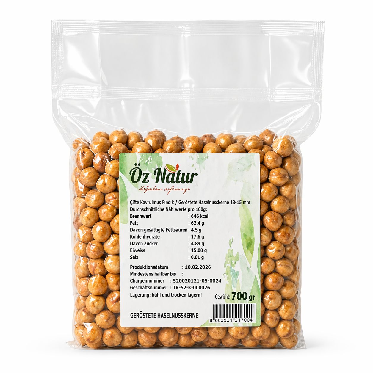 Öz Natur | Doppelt Geröstete Haselnusskerne 0,7 kg