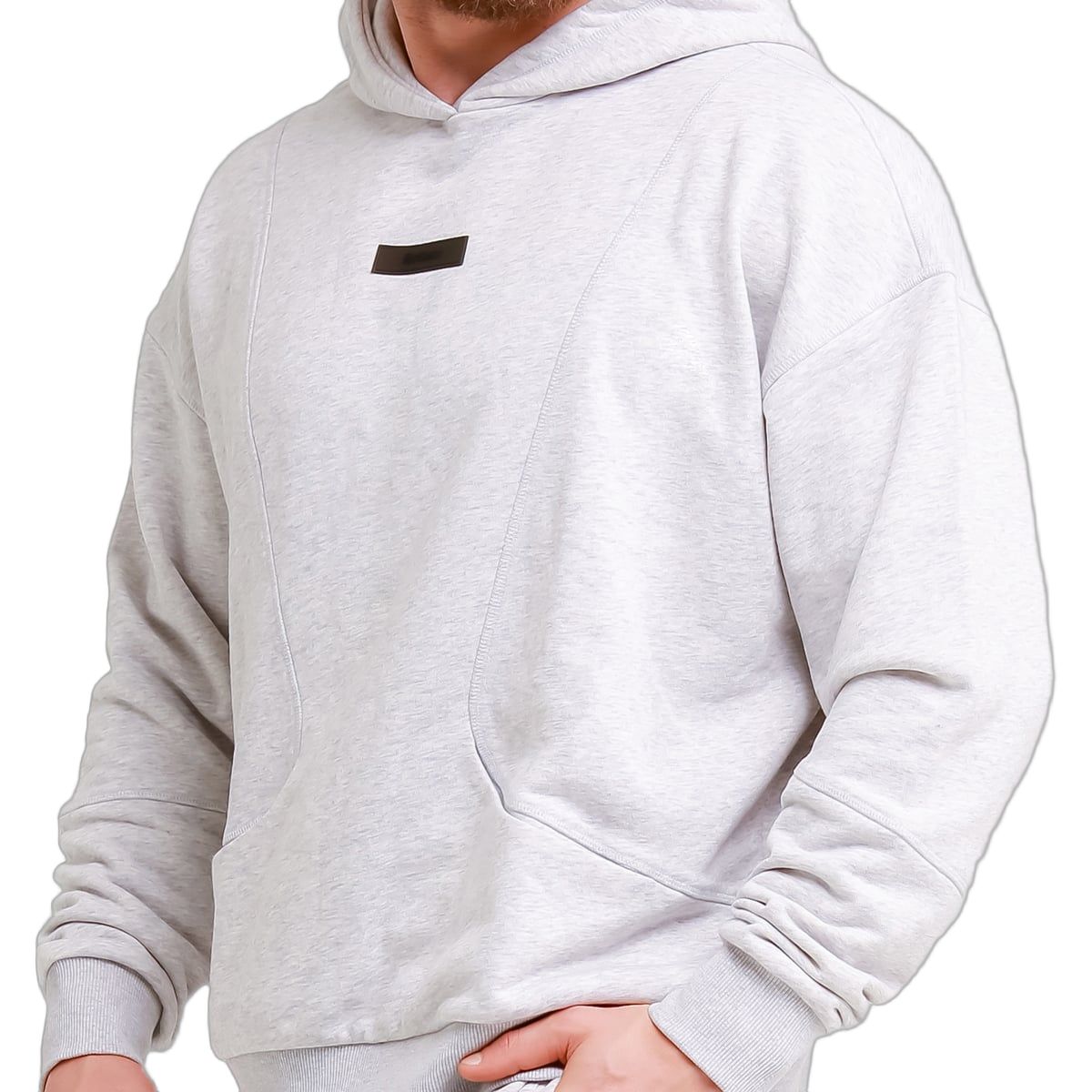 GymBeam Hoodie Herren Regular Fit mit Kapuze und Kängurutasche, Modell Unity Grau