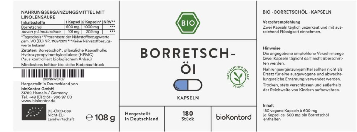 bioKontor Borretschöl Kapseln 108 g