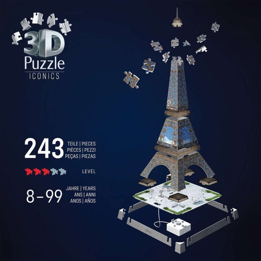 3D Puzzle Iconics: Eiffelturm - Mit Licht (216 Teile)