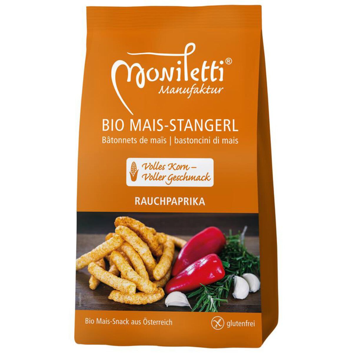 Moniletti Maisstangerl Rauchpaprika glutenfrei 100 g - Shop Apotheke
