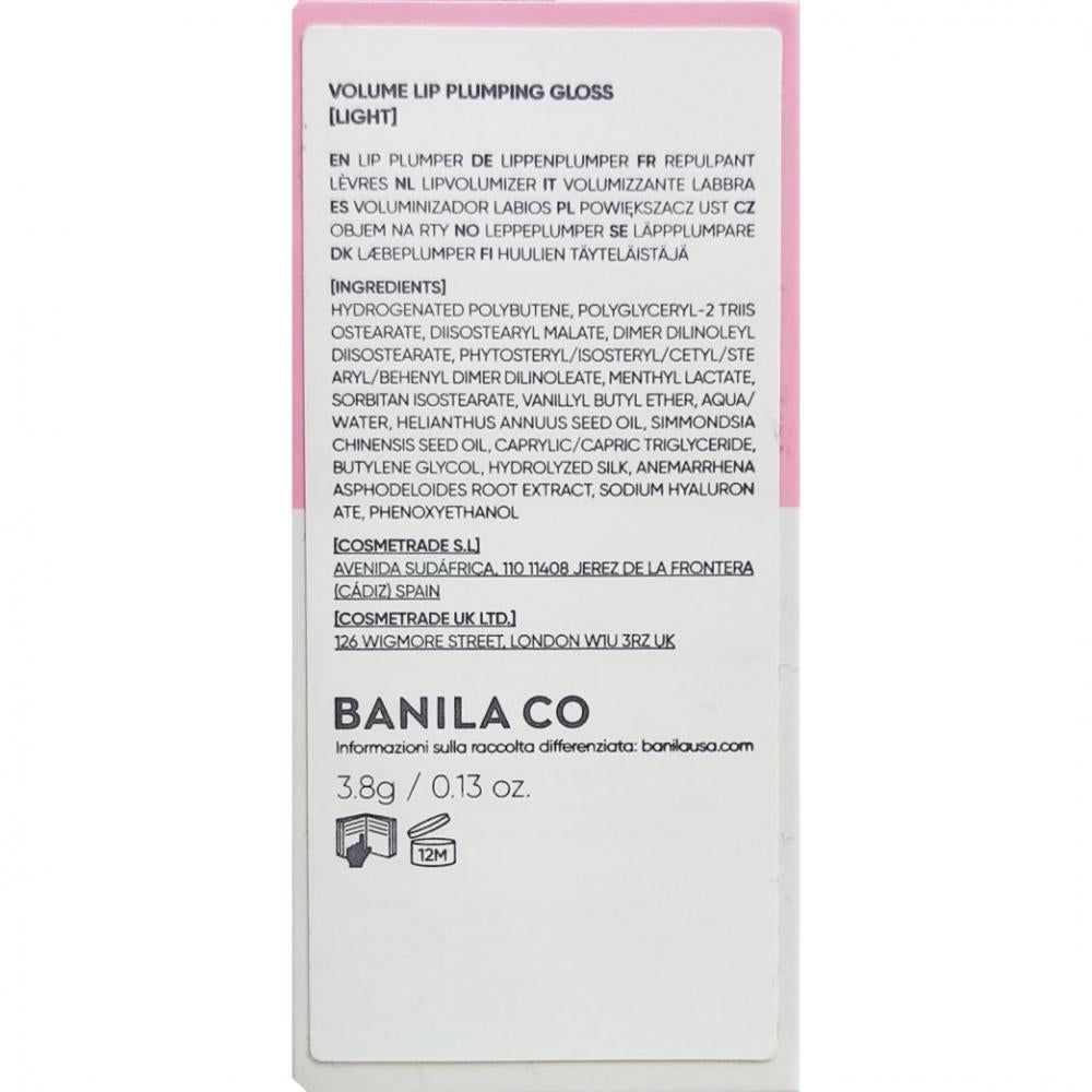 Volume Lip Plumping Gloss, hell. Enthält Inhaltsstoffe und Herstellerinformationen.