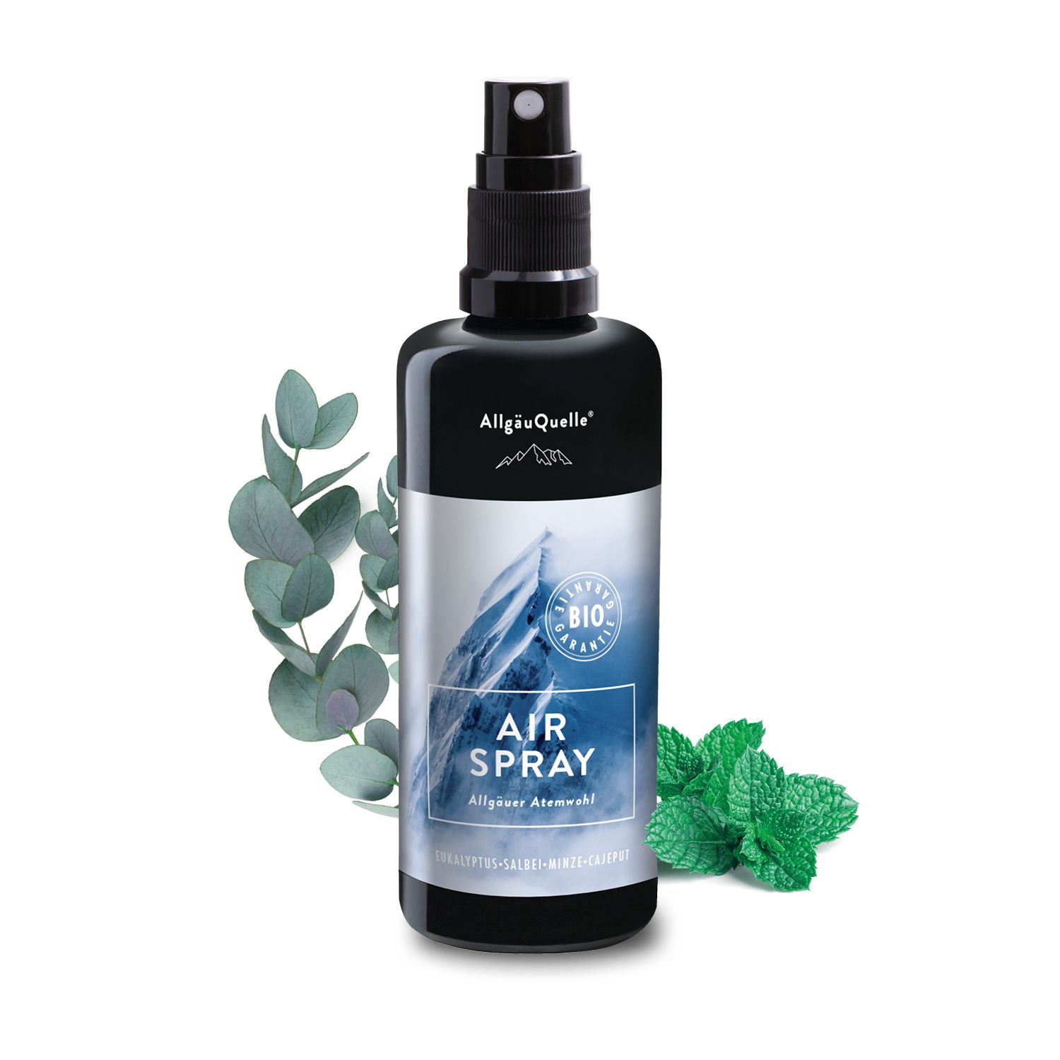 Allgäuquelle Bio Raumspray Duftspray Airspray Atemwohl Eukalyptus, Salbei, Minze