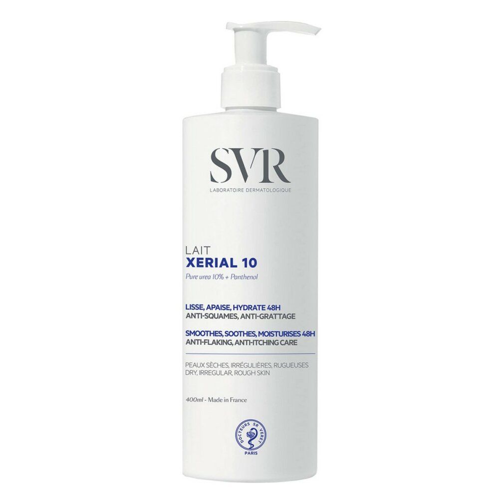Weiße Flasche mit Pumpspender, SVR Xerial 10 Körpermilch.