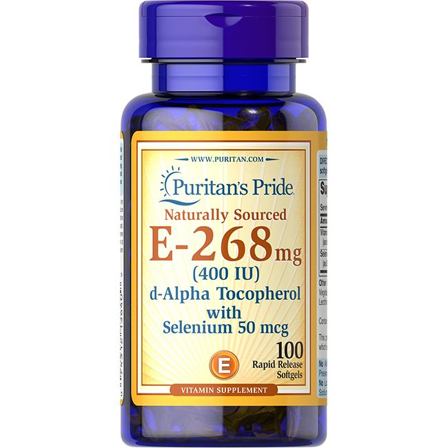 Puritan's Pride Vitamin E (d-Alpha Tocopherol) 400 IU & Selen 50 mcg 100 Pc