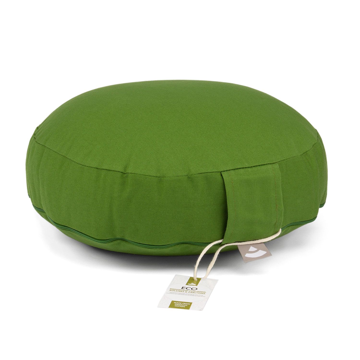 Meditationskissen RONDO ECO extra FLACH Olivgrün, Dinkelfüllung, mit abnehmbarem Bezug