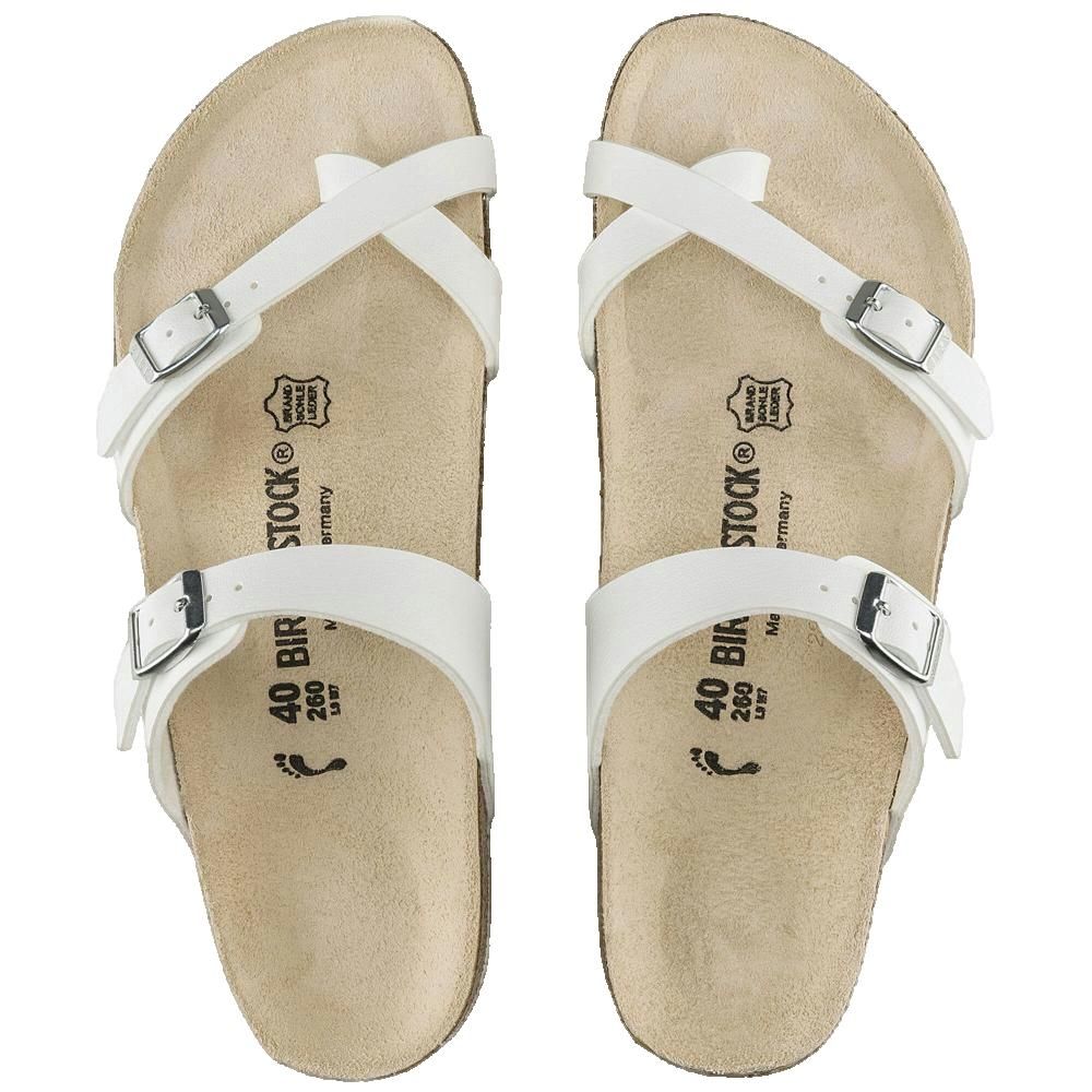 Due sandali Birkenstock Mayari Birko-Flor bianchi. Taglia 40. Con fibbie.