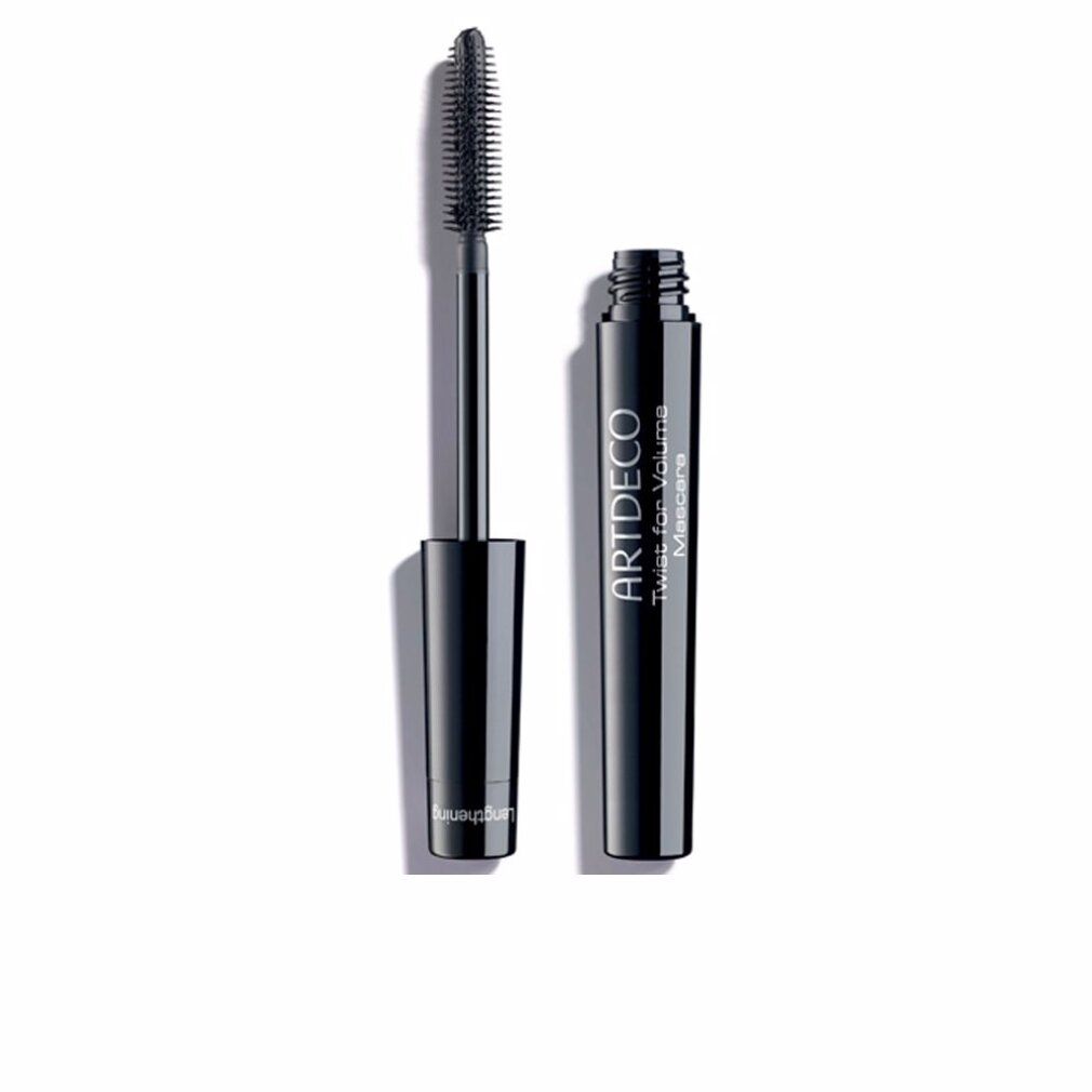 Artdeco Twist for Volume Mascara. Schwarze Mascara-Tube mit Bürste. Aufschrift: ARTDECO, Twist for Volume Mascara.