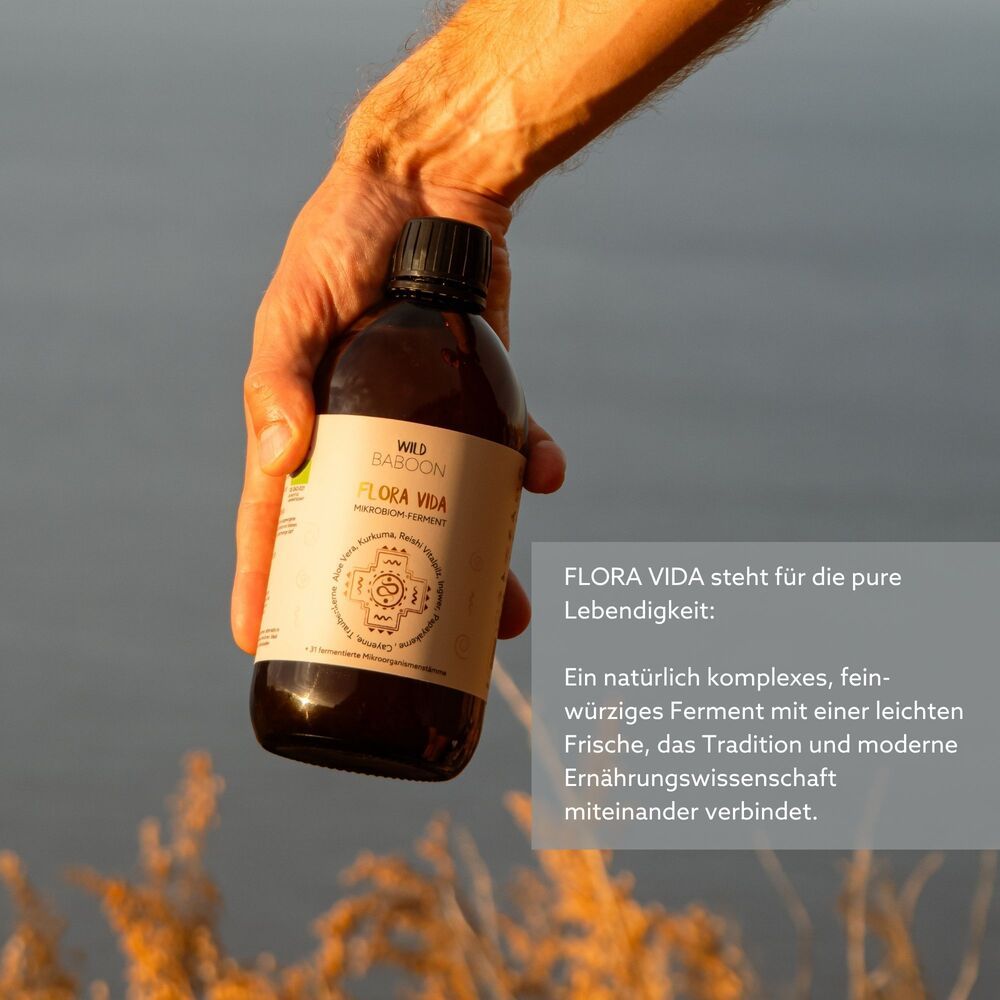Wild Baboon FLORA VIDA - Ferment mit lebenden Mikroorganismen, Kurkuma, Ingwer und Aloe Vera, BIO