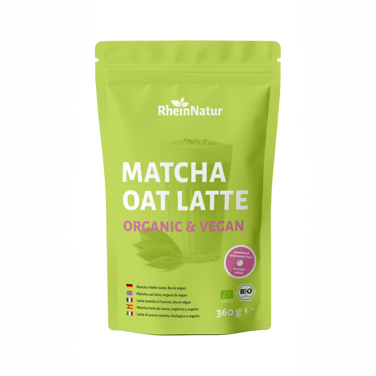 RheinNatur Bio Matcha Oat Latte 360 g Pulver