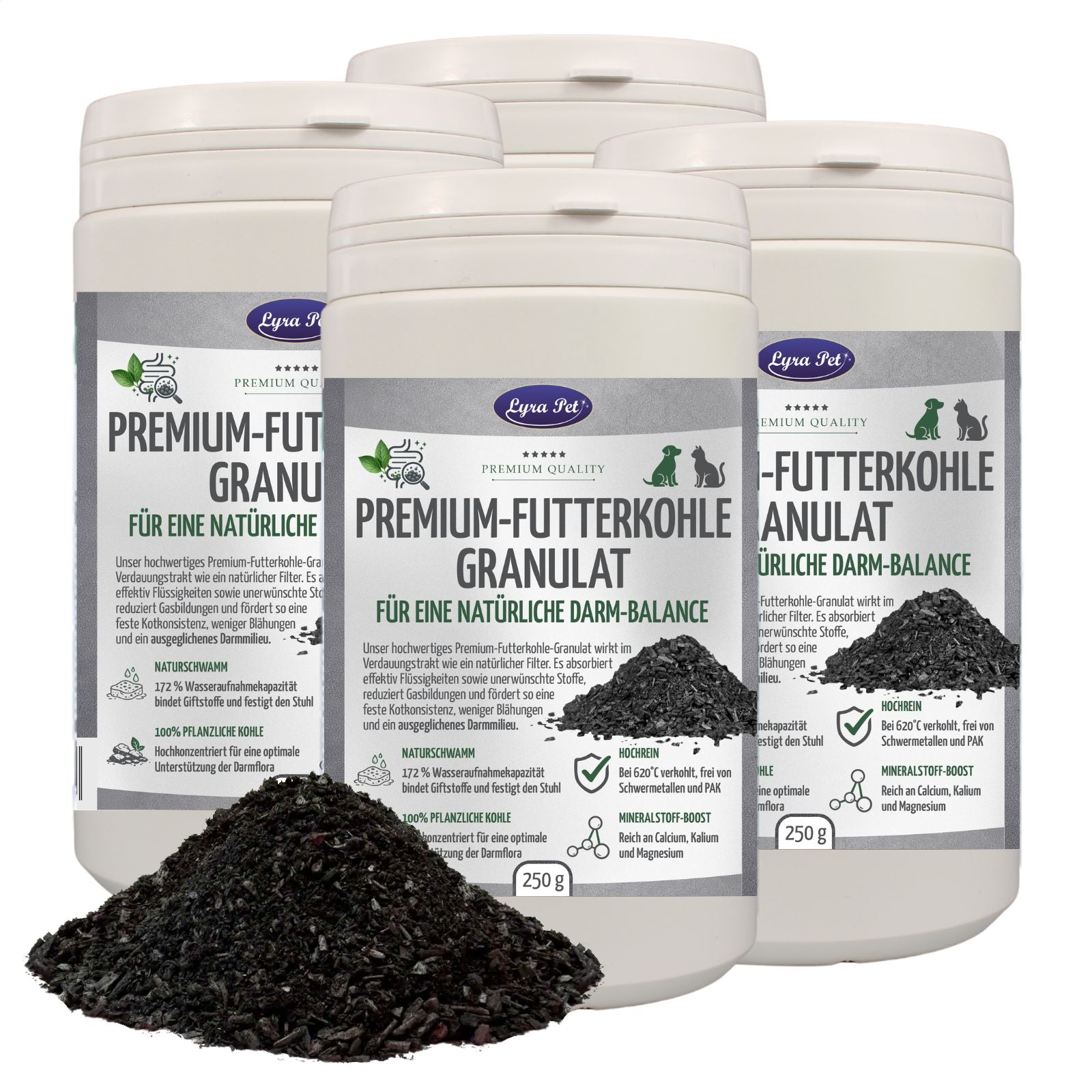 Lyra Pet® Premium-Futterkohle Pflanzenkohle Granulat für Hunde und Katzen 1 kg Nicht relevant