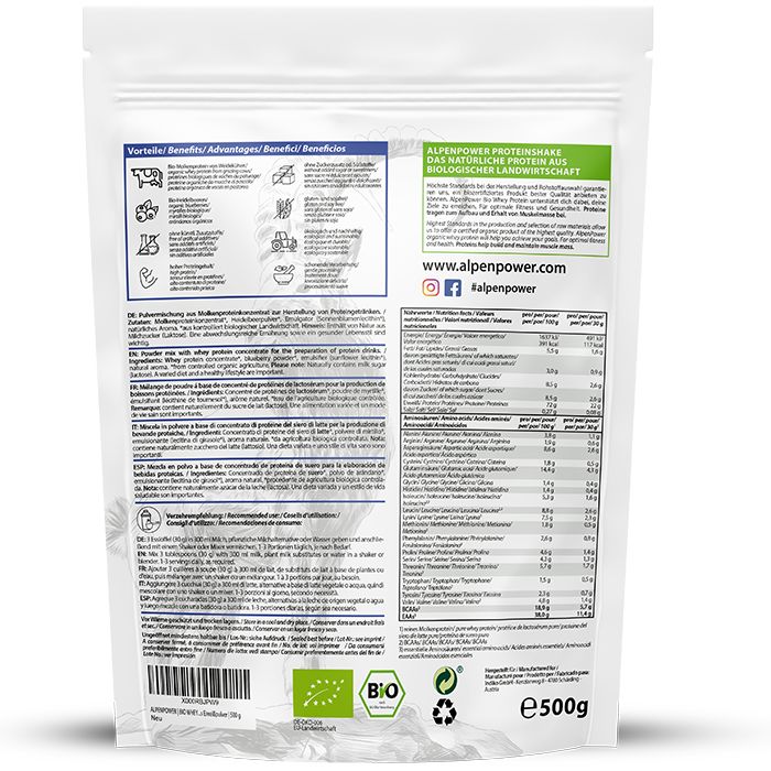 AlpenPower Bio Whey Protein- Heidelbeere 500 g Pulver