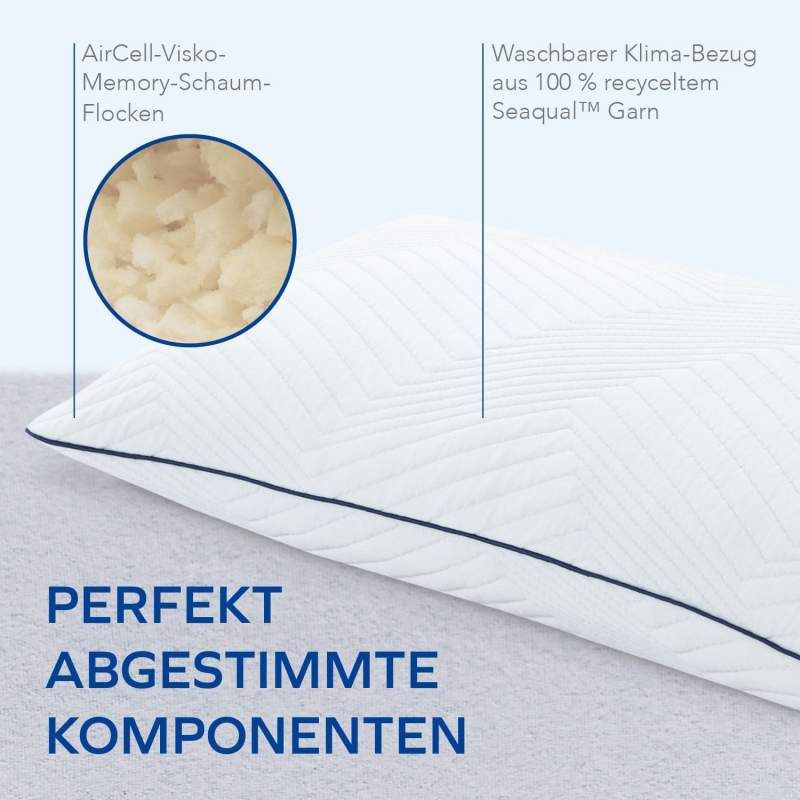 MLILY Kopfkissen, 40x80 cm, Bezug aus 100% recyceltem Seaqual-Garn