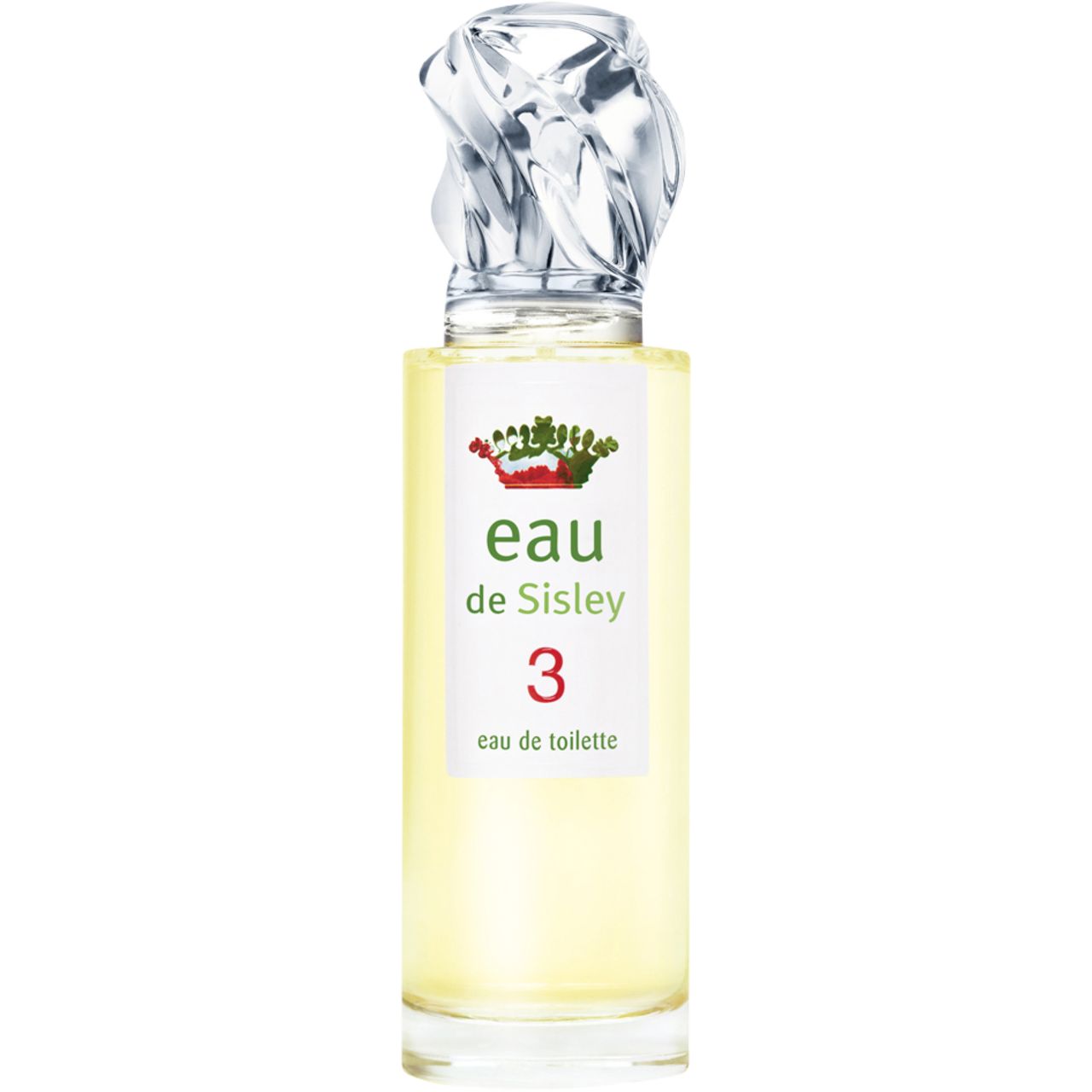 Sisley Eau de Sisley 3 E.d.T. Nat. Spray. Glasflakon mit transparentem Verschluss. Etikett mit Produktbezeichnung.