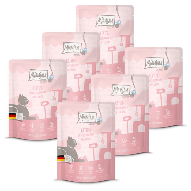 MjAMjAM - Quetschie Kitten saftiges Hühnchen mit Lachsöl 6x300 g Futter